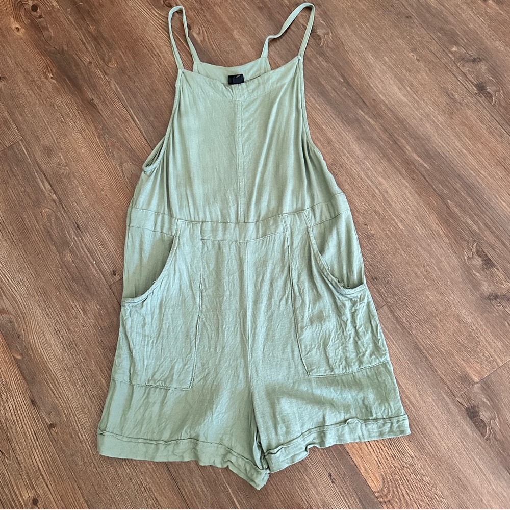 Sage green romper from target. Kids size (14/16) fits like an adult s/m!